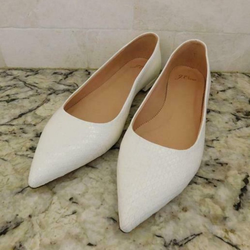 J.Crew $168 Pointed-Toe Flats in Snakeskin K9478